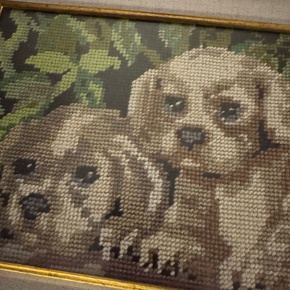 Framed Puppy Needlepoint Art - Picture 3 of 3